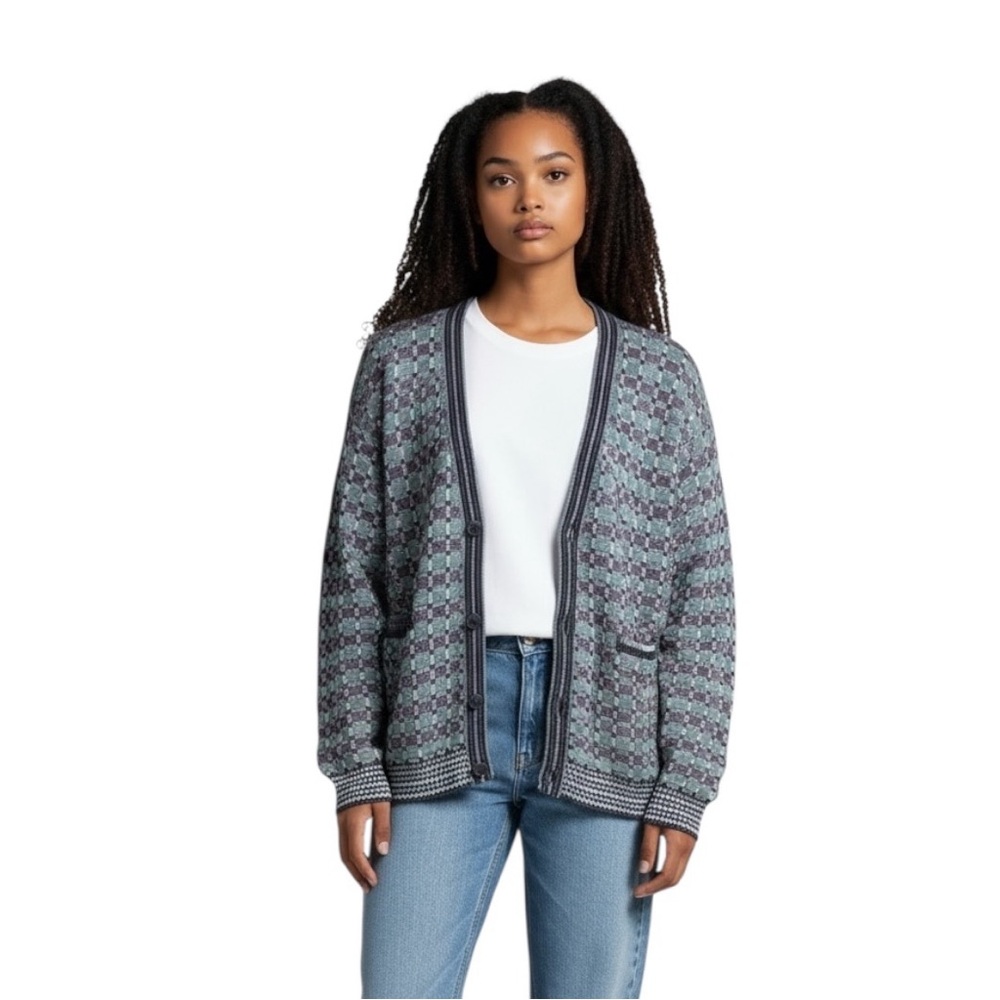 Vintage 80s Oversized Funky Print Grandpa Academia Dadcore Cardigan Sweater